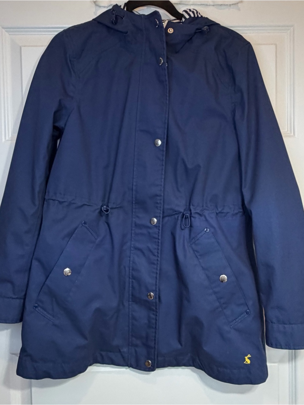 Joules Right As Rain Women’s 2 Waterproof Rain Jacket Navy Striped Lining NWT
